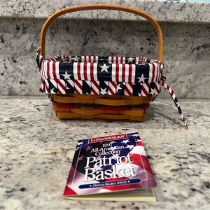 1997 Longaberger Patriot Basket with Stars and Stripes liner and protector